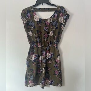 Hippie Rose Olive Floral Mini Dress